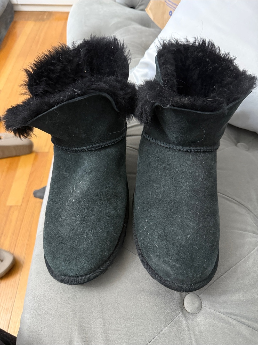 Black Suede Shearling-Lined Women’s Boots